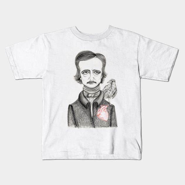 Allan Poe Kids T-Shirt by Pendientera